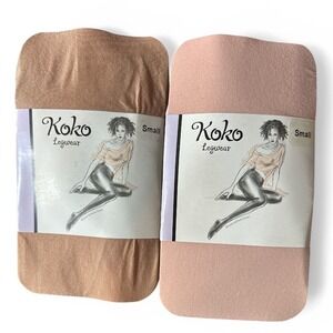 Koko Legwear Vintage Tights Women Small 1 Pink and 1 Tan/Nude Opaque New x2 Pair
